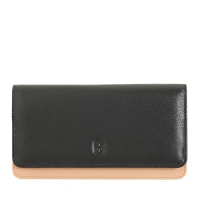 DUDUBAGS DUDU Portefeuille pour Femme Multicolore en Cuir Souple RFID &agrave; Soufflet Noir