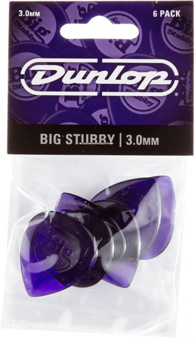 DUNLOP  Big Stubby 3mm M&eacute;diators 3 Mm Violet (6x)