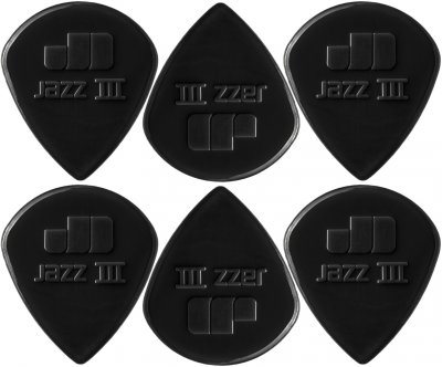 DUNLOP  Jazz Iii Black Stiffo 6-Pack M&eacute;diators (6x) 1.38mm Noir
