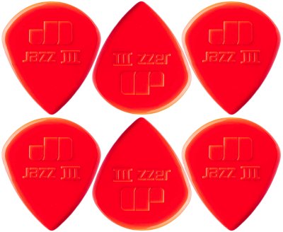 DUNLOP  Jazz Iii Red Nylon 6-Pack M&eacute;diators (6x) Rouge 1.38mm