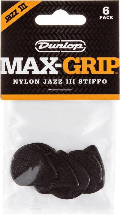 DUNLOP  Max Grip Jazz Iii Stiffo Lot De 6 M&eacute;diators Pour Guitare