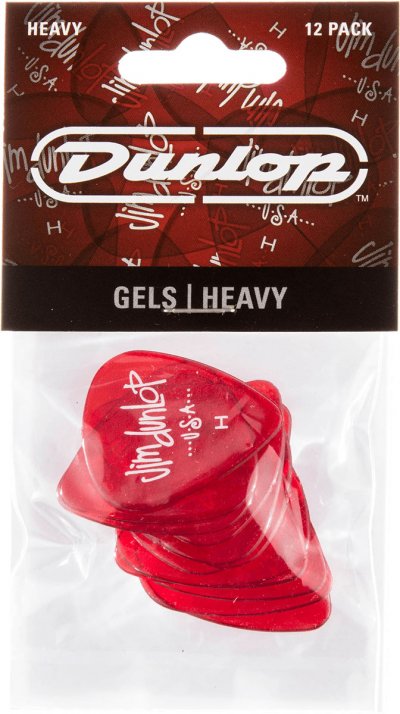 JIM DUNLOP Dunlop m&eacute;diators Gels Heavy, rouge (12 pi&egrave;ces)