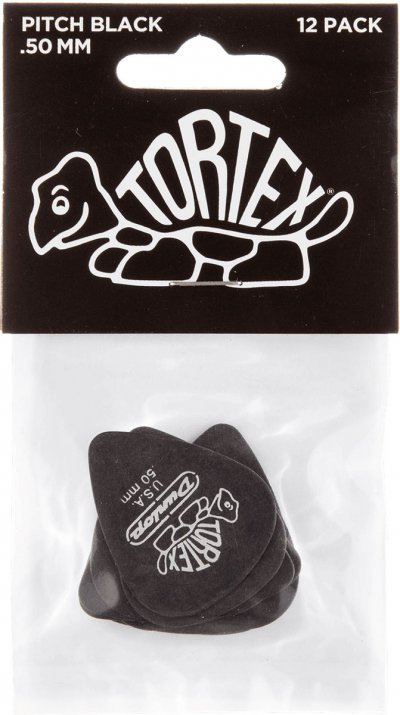 DUNLOP  m&eacute;diators Pitch Black Standard Tortex 050 (12 pi&egrave;ces)