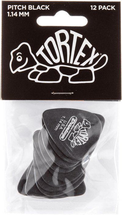 DUNLOP  M&eacute;diators Tortex, noir, 1,14 mm, standard, lot de 12 pi&egrave;ces