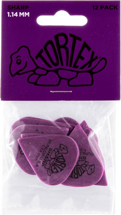 JIM DUNLOP Dunlop m&eacute;diators Tortex Sharp 114 violet (12 pi&egrave;ces)