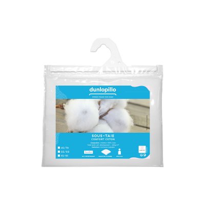 DUNLOPILLO  Confort Coton Sous-Taie Blanc 65 x 65 cm