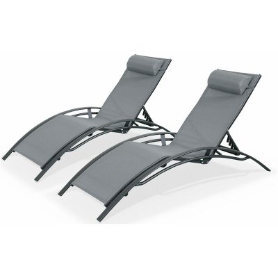 SWEEEK Duo de bains de soleil aluminium et textil&egrave;ne - Louisa Anthracite