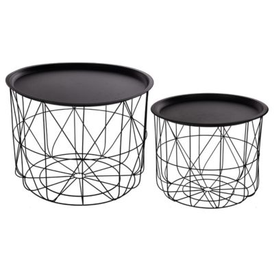 Duo tables &agrave; caf&eacute; - M&eacute;tal - Noir