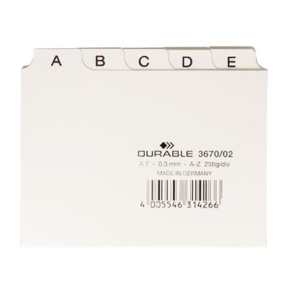 DURABLE  367002 jeu de 25 intercalaires avec onglets imprim&eacute;s a z format a7 blanc 
