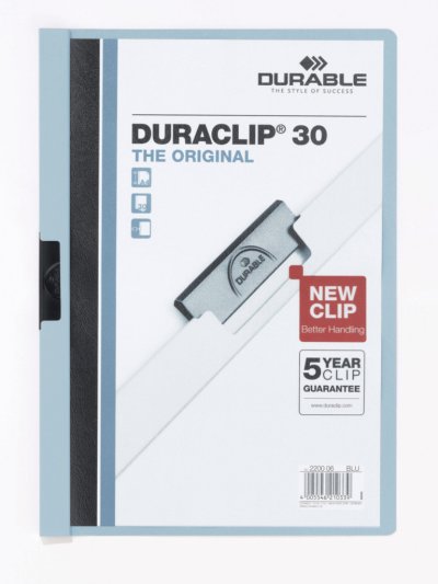 DURABLE  Chemise &agrave; clip Duraclip en PVC - Bleu clair - 30 feuilles
