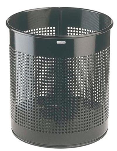 ROSSIGNOL Durable Corbeille &Agrave; Papier M&eacute;tal Ajour&eacute;e 15 Litres Noir Diam 31,5 X H 26 Cm