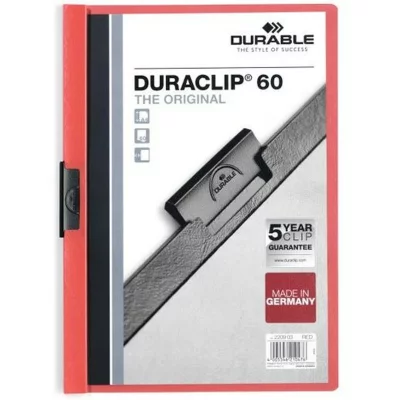 Durable - Duraclip - Chemise De Pr&eacute;sentation &Agrave; Clip - Capacit&eacute; 60 Feuilles - Rouge - Lot De 25