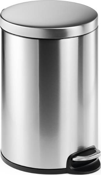 DURABLE  Poubelle arrondi couvercle basculant 20 l p&eacute;dale poign&eacute;es inox argent m&eacute;tallis&eacute;