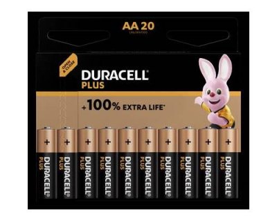 DURACELL  Plus Piles alcalines AA, 1,5V LR6 MN1500, paquet de 20 