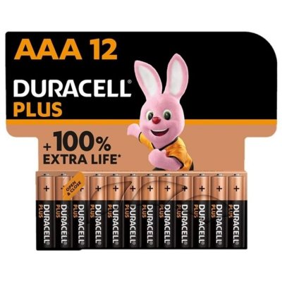 DURACELL  Plus Piles alcalines AAA, 1.5V LR03 MN2400, paquet de 12 