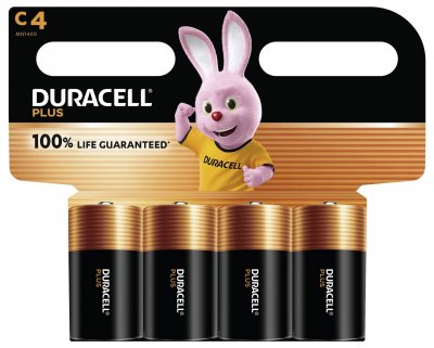 DURACELL  Plus Piles alcalines C, 1.5V LR14 MN1400, paquet de 4 