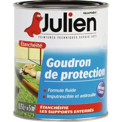 JULIEN Durcisseur Pl&acirc;tre Anti-Humidit&eacute; et &Eacute;tanch&eacute;it&eacute; Satin Noir  0,75 L