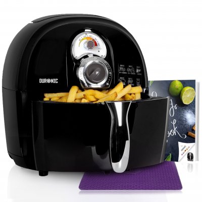 DURONIC  AF1 -B Friteuse &agrave; air chaud sans huile de couleur noire + Livre de recettes gratuit