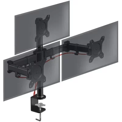 DURONIC  DM253 Support triple 3 &eacute;crans PC pour bureau &agrave; pince - Rotatif / Inclinable / Pivotable