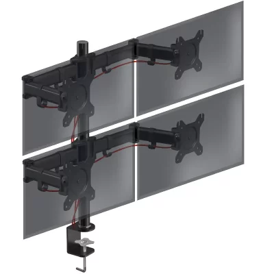 DURONIC  DM254 Support quadruple 4 &eacute;crans PC pour bureau &agrave; pince - Rotatif / Inclinable / Pivotable