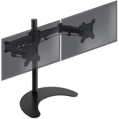 DURONIC  DM25D2 Support double 2 &eacute;crans PC pour bureau sur socle - Hauteur ajustable - VESA 75 / 100
