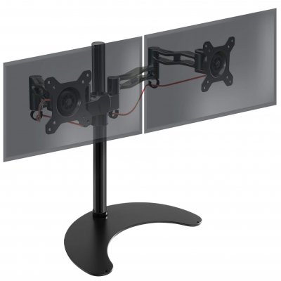 DURONIC  DM35D2 Support double 2 &eacute;crans PC pour bureau sur socle - Potence 40 cm - Hauteur ajustable