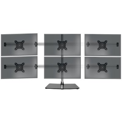 DURONIC  DM756 Support sextuple 6 &eacute;crans PC sur socle - Potence de 70 cm - Rotatif / Inclinable