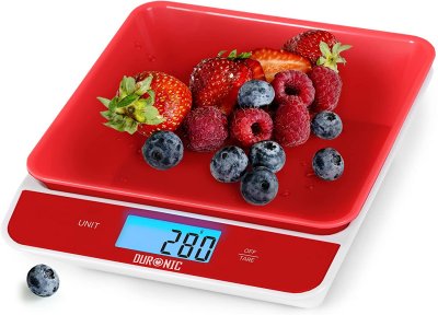 DURONIC  KS100 RD Balance de cuisine num&eacute;rique avec bol d&eacute;montable - 5 kg