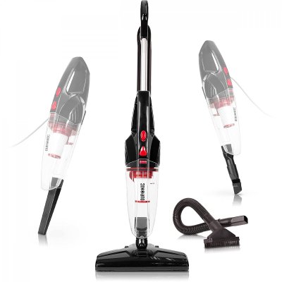 DURONIC  VC8 /BK- Aspirateur balai et &agrave; main sans sac Classe A + t&ecirc;te suceuse / flexible / brosse