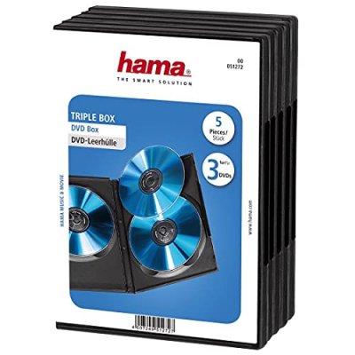 HAMA DVD Triple Box - Bo&icirc;tier pour DVD - capacit&eacute; : 3 DVD - noir (pack de 5)