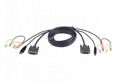 ATEN DVI-D Dual Link USB KVM Cable 5m - 5 m - DVI-D - Black - 2x 2L-7D05UD