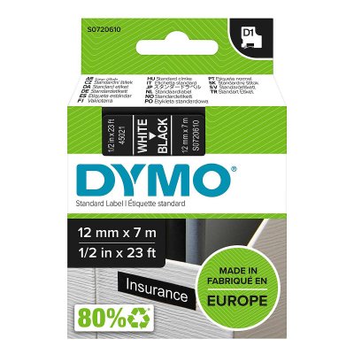 DYMO  45021 Ruban Blanc sur noir Original S0720610
