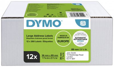 DYMO  Address Lables Big 36x89 Mm 12x 260 Units Blanc