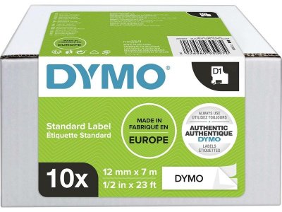 DYMO  D1 - bande d'etiquettes - 10 cassette(s) - Rouleau (1,2 cm x 7 m)
