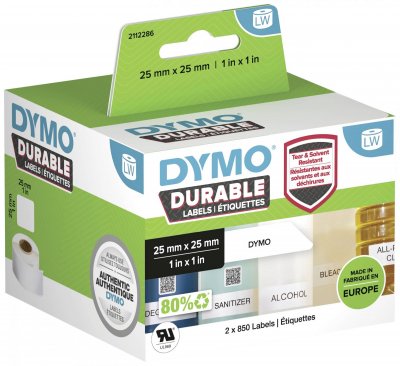 DYMO  Durable 2112286 &Eacute;tiquette Noir sur blanc (25 mm x 25 mm)