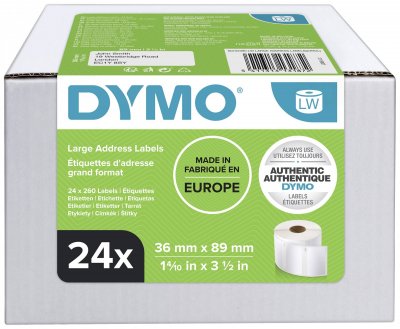 DYMO  Etiquettes d'adresse LabelWriter, 89 x 36 mm, blanc