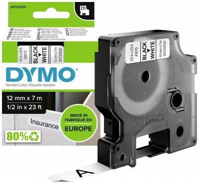 DYMO  Ruban D1 - 12 mm noir sur blanc