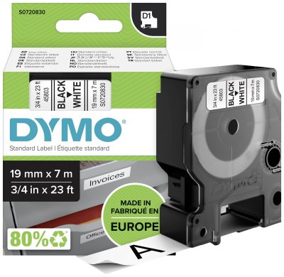 DYMO  Ruban D1 - 19 mm noir sur blanc