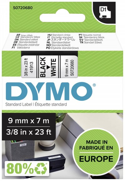 DYMO  Ruban D1 - 9 mm noir sur blanc