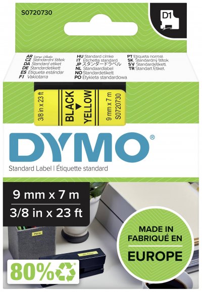 DYMO  Ruban D1 - 9 mm noir sur jaune