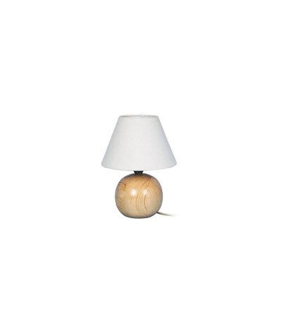 TOSEL E0333A Lampe de chevet globe bois naturel L 18 P 18 H 26,5 cm Ampoule E14