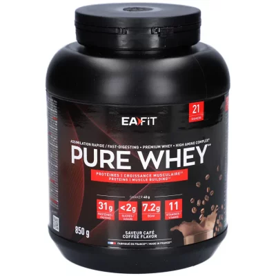 EA FIT EAFIT Pure Whey - Croissance musculaire - Prot&eacute;ines de Whey - Saveur Cappucino - 850g 