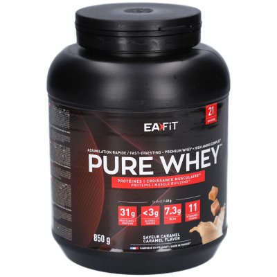 EA FIT EAFIT Pure Whey - Croissance musculaire - Prot&eacute;ines de Whey - Saveur Caramel - 850g 