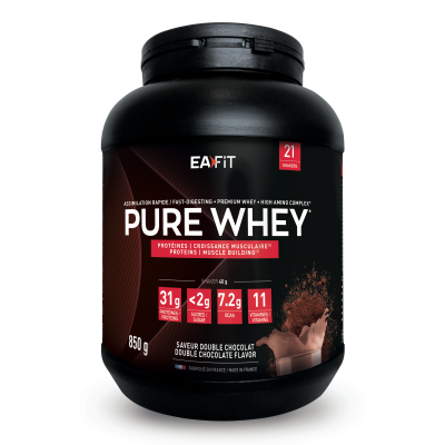 EA FIT EAFIT Pure Whey - Croissance musculaire - Prot&eacute;ines de Whey - Saveur Double Chocolat - 850g 