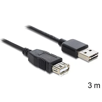 DELOCK EASY-USB - Rallonge de c&acirc;ble USB - USB (F) pour USB (M) - 3 m - noir