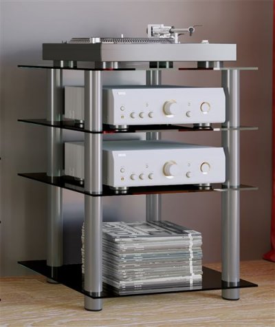 EBUY24  - Mobilier Hfii Bilus h. 70 x l. 59 x p. 48 cm Verre noir