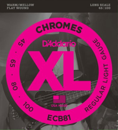 D ADDARIO AND CO ECB81 Chromes Soft 45-100 - Jeu de cordes guitare basse filet plat