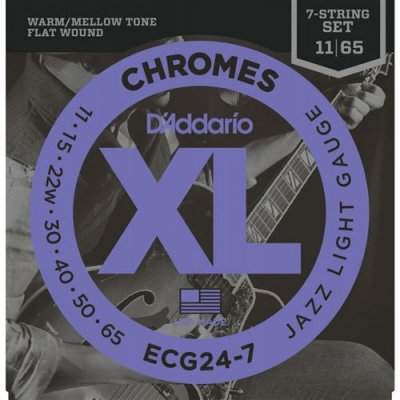 DADDARIO Ecg24-7 Chromes Flat Wound Jazz Light 11-65