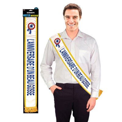 SURPRISEZ-VOUS Echarpe Humoristique l'anniversaire D'un Beau Gosse Bleue - Tricolore