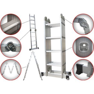 TODECO Echelle multifonction, de 1,25 &agrave; 4,78 m, 6 en 1